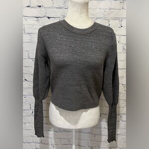 ZARA Women's Grey Long Sleeve Sweater Crop Top ~ Size Medium